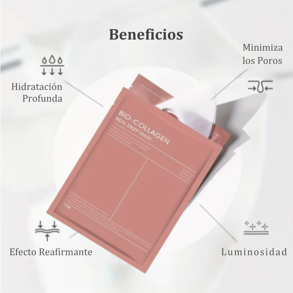BioGlow™ - Mascarilla Facial de Bio Colágeno Real