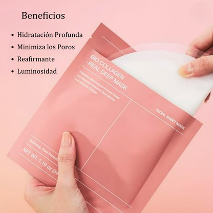 BioGlow™ - Mascarilla Facial de Bio Colágeno Real